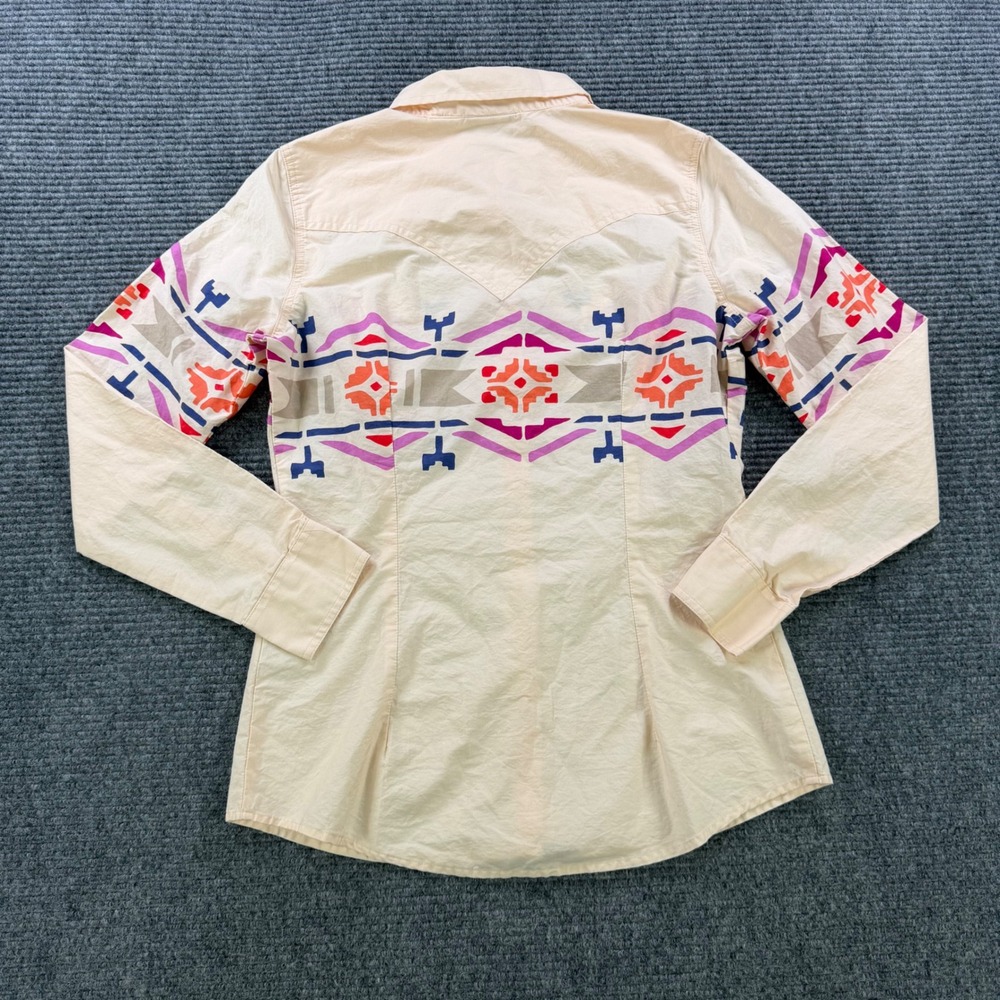 Wrangler Retro Womens Peach Southwestern Western Snap Shirt Womens Medium - Picture 3 of 12